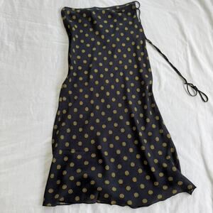 Reliation par black and gold polka dot midi silk slip dress